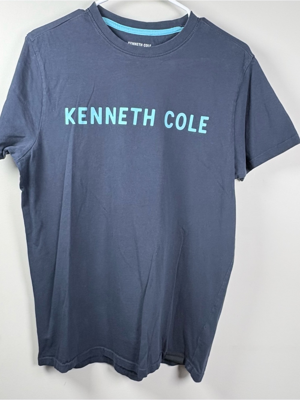 Kenneth Cole Navy Short Sleeve Tee with Aqua Logo